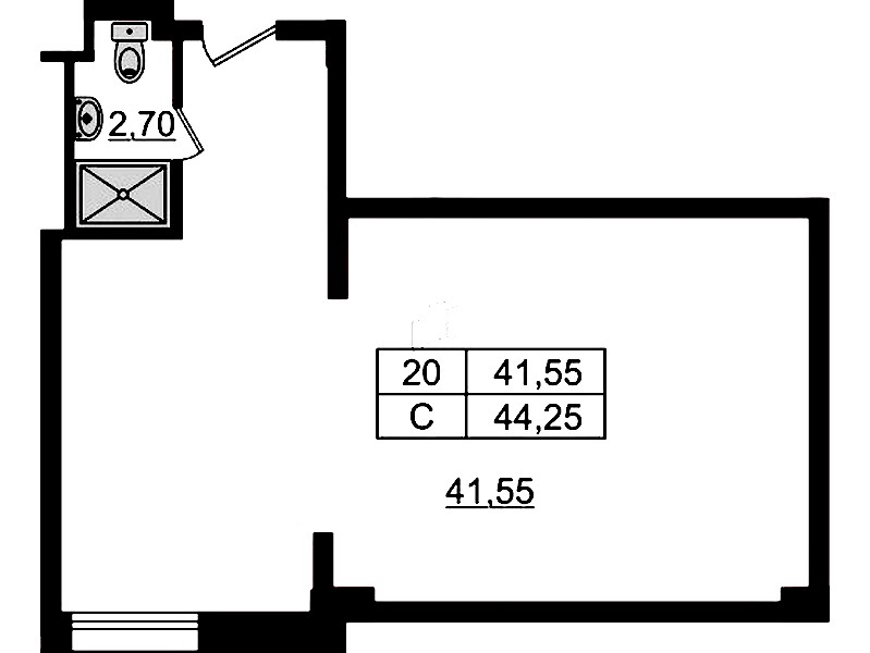 Квартира студия 44.85 м², 8/9 эт., Апарт-отель «Апарт отель Well»